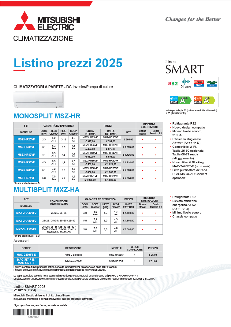 Listino prezzi smart 2025